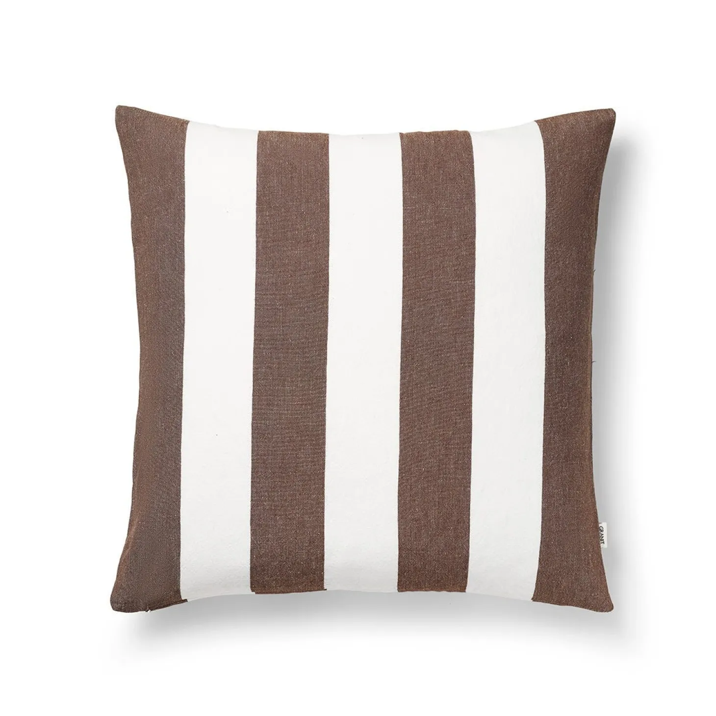 Kuddfodral Blockrand Linnemix 50x50cm Brun