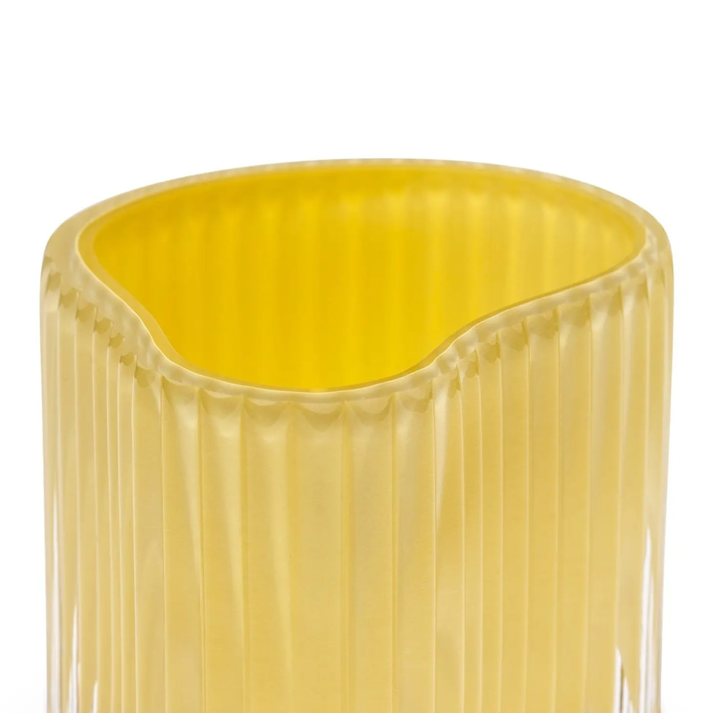 Ljuslykta Rillad Glas 10x8cm Ljusgul