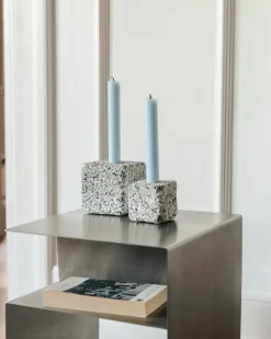 Ljusstake Granit 6,5x6,5cm Grå