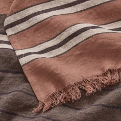 Pläd Linen Stripe 130x170cm Linne Rost