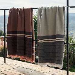 Pläd Linen Stripe 130x170cm Linne Rost