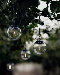 Solcellslampa Glob LED 3-p Svart