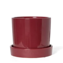 Stengodskruka/Fat 21cm Glaserad Vinröd